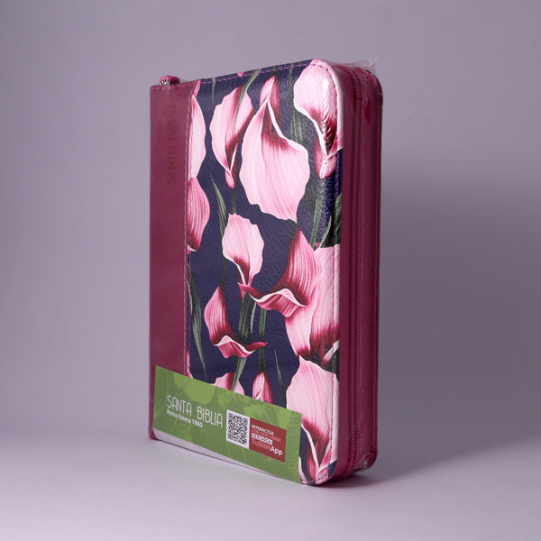 Biblia RVR 1960 0460Z LM PJR FLORES MAGENTA OR CANTO PLATEADO