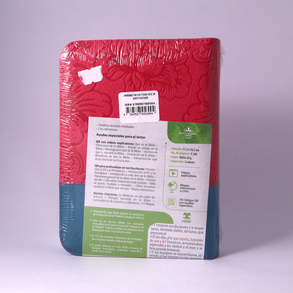 Biblia RVR 1960 046ZTILM PUR FUCSIA AZUL OR CANTO PLATEADO